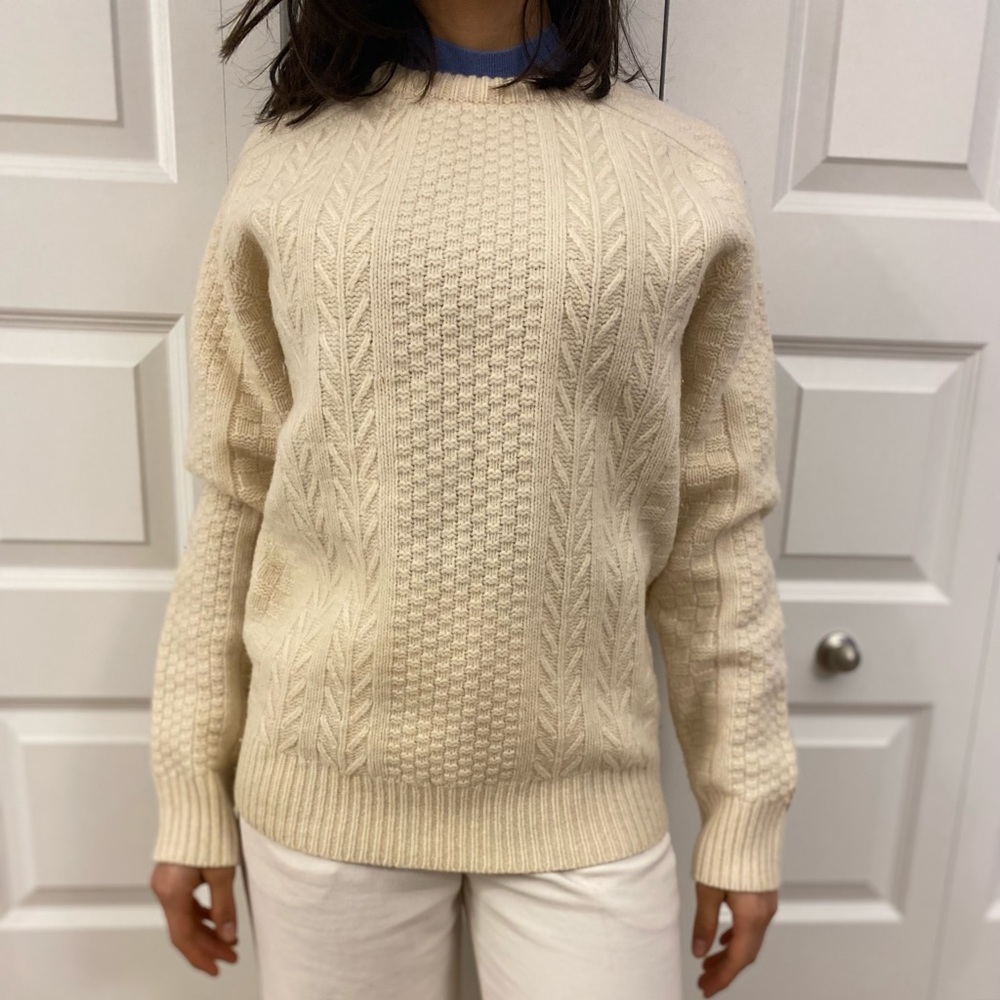 J. Crew 100% Lambs Wool Cream Sweater